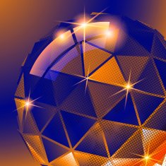 Vector grain technology backdrop with multifaceted pixel object
