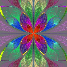 Symmetrical multicolor fractal flower in stained glass style