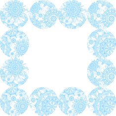 Concept winter frame with snowballs and snowflakes