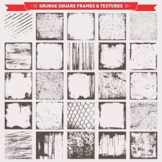 Grunge Square Frames Backgrounds Vector