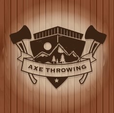 Wooden Axe Throwing label crest or badge design template N3
