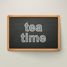 tea time on blackboard in wooden frame N2