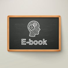 e-book on blackboard in wooden frame N2