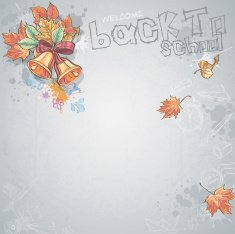 school bell and autumn leaves