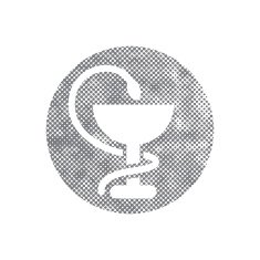 Pharmacy Icon with Caduceus Symbol pixel print halftone dot