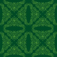 dark green seamless pattern with floral elements - vector