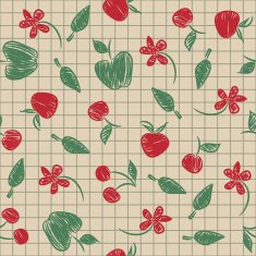 Seamless pattern sketch with fruit and berries
