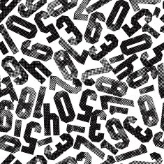 Seamless pattern with numbers textured print halftones N2