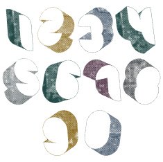 3d futuristic numbers with halftone dots textures