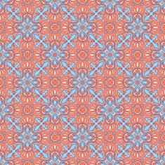 vintage floral blue and orange pattern