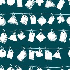 Sale tags on a rope seamless background