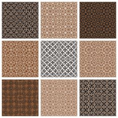 Monochrome brown vintage style tiles seamless patterns set
