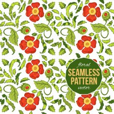 Light seamless pattern with poppies