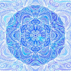 Blue ornate doodle circle vector background