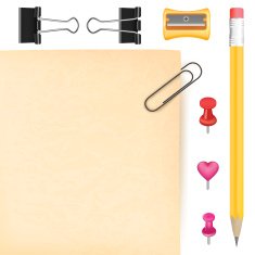 Textured Paper with pins clips and pencil