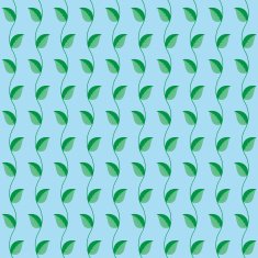 Seamless pattern green leaves blue background Vector