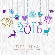 Merry Christmas and Happy new year hang retro 2016