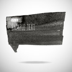Black watercolor blob isolated on white N6