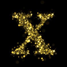 Sparkling letter X of glittering stars bokeh N2