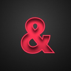 Ampersand Symbol & - Red on Carbon Fiber Background