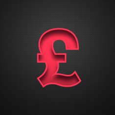Pound Sterling Symbol &pound; - Red on Carbon Fiber