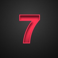 Number 7 Design (Seven) Red on Carbon Fiber Background