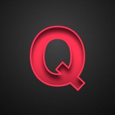 Alphabet Q Design - Red Letter on Carbon Fiber Background
