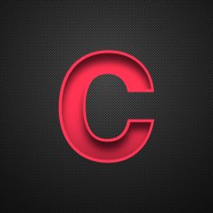 Alphabet C Design - Red Letter on Carbon Fiber Background
