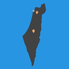Israel mmap dark with markers on blue background
