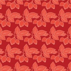 Vector Red Rosehip Drawing Stripes Seamless Pattern N2