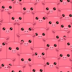 Seamless pattern with cute cartoon pink pigs N2