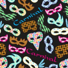 carnival rio colorful pattern masks design seamless dark eps10