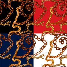 Set of seamless patterns with handdrawn Gold chains N3