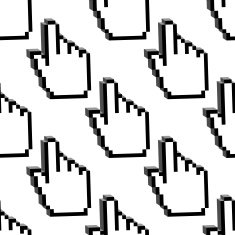 Pixelated cursor hands seamless pattern