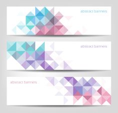 Three Abstract Banners With Geometrical Shapes