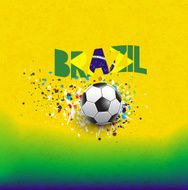 brazil flag in word &amp; soccer ball on grunge texture background