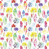 watercolor pattern of leaves seamless texture background N18
