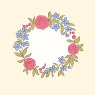 Beautiful greeting card of floral wreath Hand-drawn background