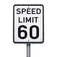American maximum speed limit 60 mph road sign