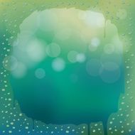 Water Drops on Glass Green Blur Background with Round Space