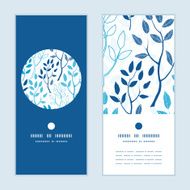 Vector blue forest vertical round frame pattern invitation greeting cards