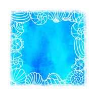 Watercolor summer beach print with shells
