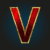 v vector red letter with gold