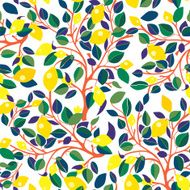 Lemons seamless pattern - design with leaves