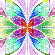 Symmetrical multicolor fractal flower in stained glass style N2