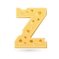 Cheese Z letter Symbol isolated on white N2