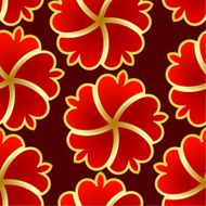 Abstract seamless texture with red gold flower N2