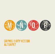 M N O P Grunge Retro Circular Stamp Type