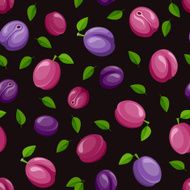 Seamless background with plums Vector illustration