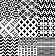 seamless monochrome geometric pattern set N5